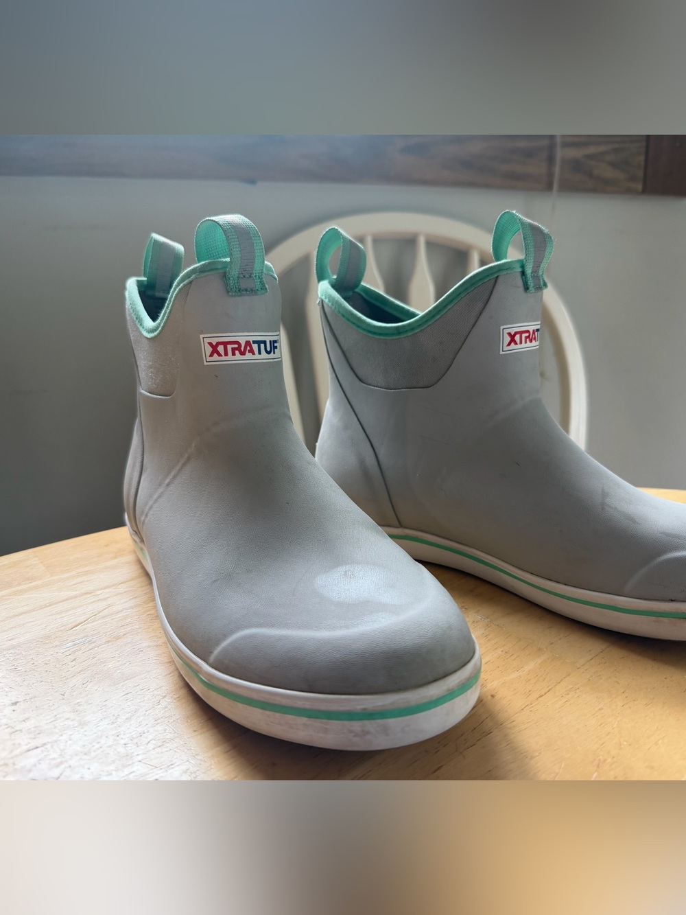 XTRATUF Gray & Mint Ankle Rain Boots